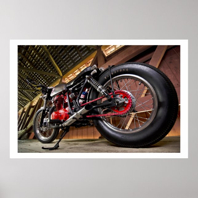 Custom Motorcycle with Red Detail Poster (Front)