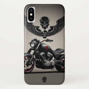 Custom Motorcycle with Skull and Wing Graphic iPhone X Case