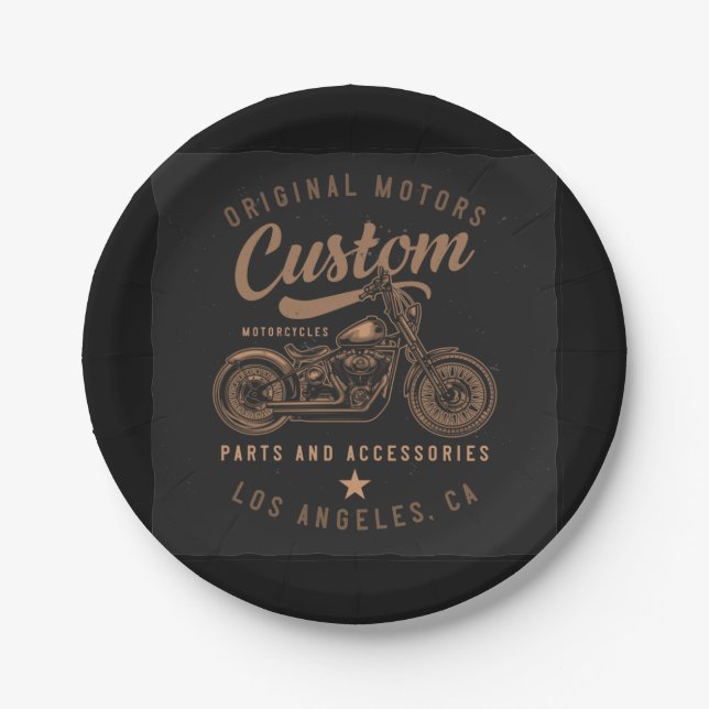 Custom Motorcycles Paper Plates (Front)