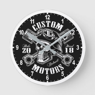 Custom Motorcycles Round Clock