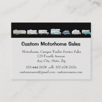 Custom Motorhomes Camper Trailers Sales Service Business Card by countrymousestudio at Zazzle