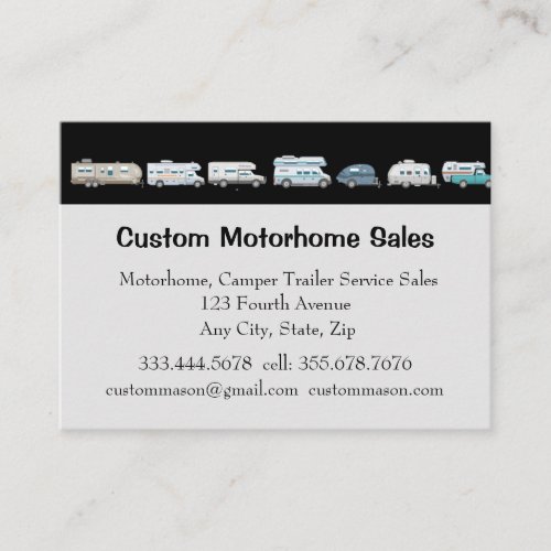 Custom Motorhomes Camper Trailers Sales Service Business Card