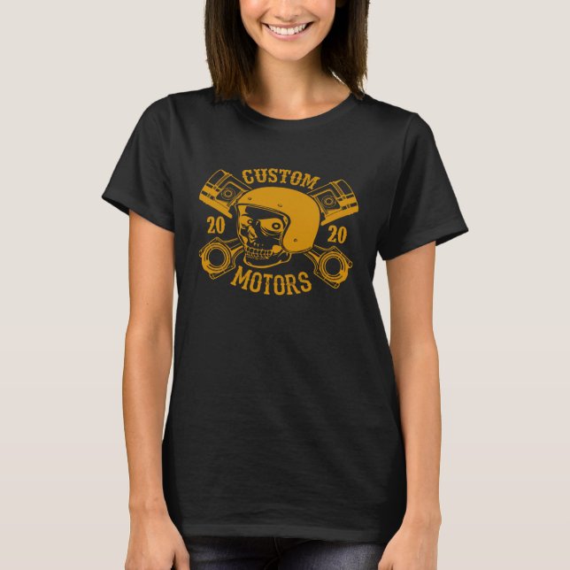 Custom Motorrad Bau & Reparatur Bike Motor Racing T-Shirt (Front)