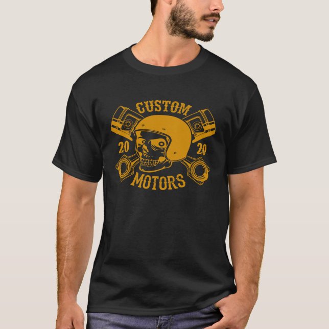 Custom Motorrad Bau & Reparatur Bike Motor Racing T-Shirt (Front)