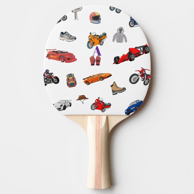Custom Motorsports & Racing Pattern Ping Pong Padd Paddle (Front)