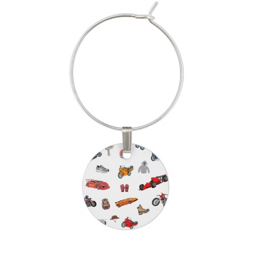 Custom Motorsports &amp; Racing Pattern Ping Pong  Wine Charm