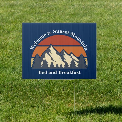 Custom Mountain Bed  Breakfast Camp Welcome Yard Sign