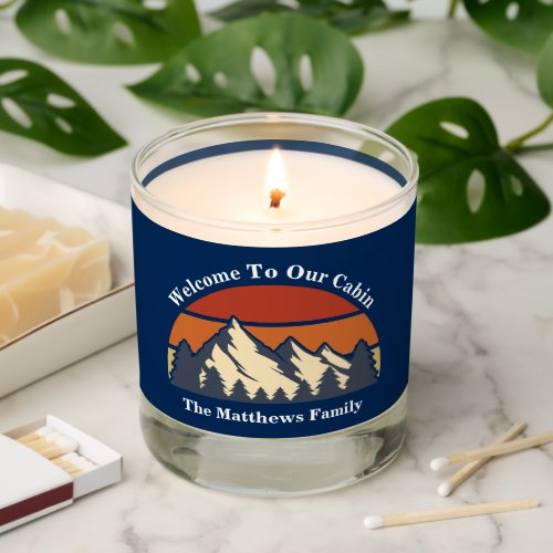 Custom Mountain Cabin Sunset Blue Scented Candle
