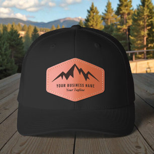 Custom Mountain Logo Outdoor Business Leather Patch Hat