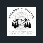 Custom Mountain Pine Tree Wedding Return Address Rubber Stamp<br><div class="desc">Create your own Custom Mountain Pine Tree Wedding Return Address rubber stamp with this template created for you by Rubber Stamps. This design, featuring a mountain and pine tree composition, is perfect for any couple that love the outdoors. Click the "personalize this template" button and add you and your partner's...</div>