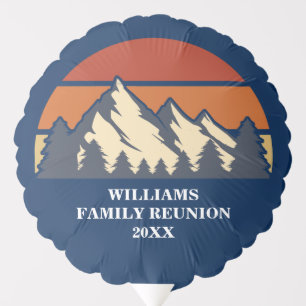 Custom Mountain Sunset Family Reunion Party Blue Balloon