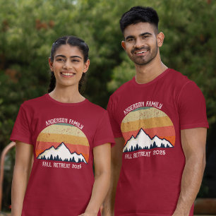 Custom Mountain Sunset Family Reunion Red T-Shirt