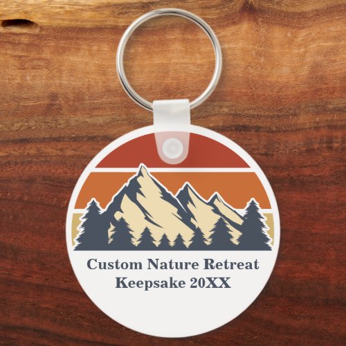 Custom Mountain Sunset Nature Retreat or Lodge Keychain