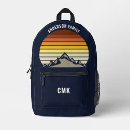 Custom Mountain Sunset Navy Blue Hiking Printed Backpack