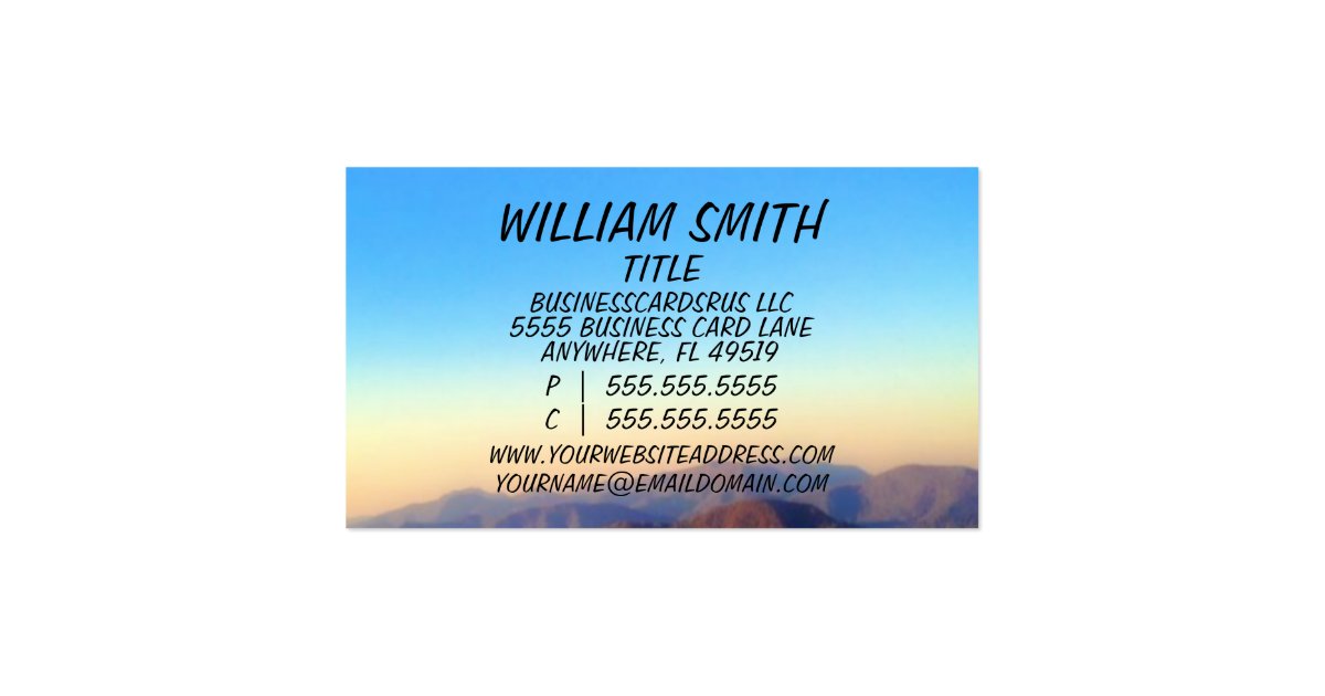 Custom Mountain Top Background Business Card | Zazzle