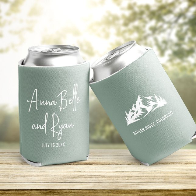 Custom Mountain Wedding Guest Favor Can Cooler (Creator Uploaded)