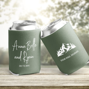 Custom Mountain Wedding Guest Favor Can Cooler