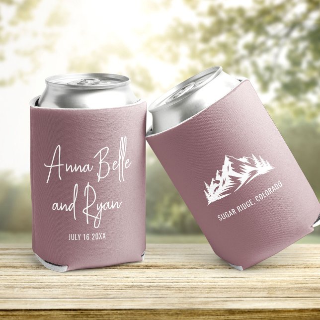 Custom Mountain Wedding Guest Favor Can Cooler (Creator Uploaded)