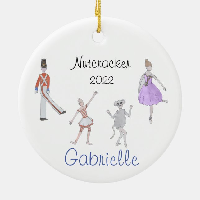 Custom Mouse/Flower/Candy Cane/Soldier Nutcracker  Ceramic Ornament (Back)