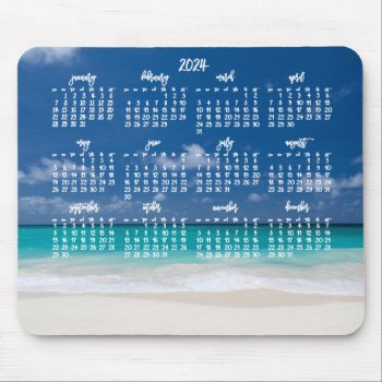Custom Mouse Pad Calendar 2024 Beach by online_store at Zazzle