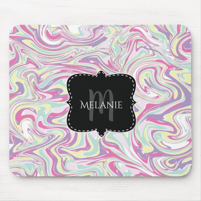 Custom Mouse Pad Water Marble Pastel Swirls (Front)