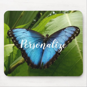 Custom mouse pad with blue Morpho butterfly photo
