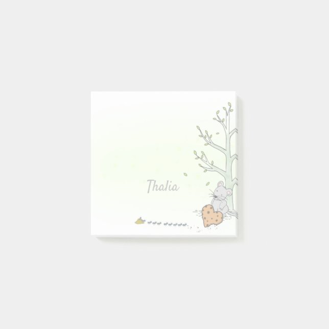 Custom Mouse Watercolor Yellow Cute Post-it Notes (Front)