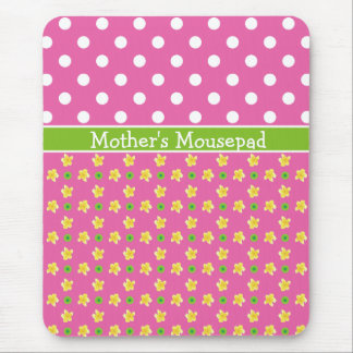 Custom Mousepad: Primroses and Polkas on Deep Pink Mouse Pad