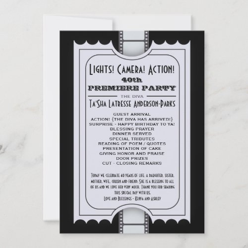 CUSTOM Movie Party Program Admission Ticket