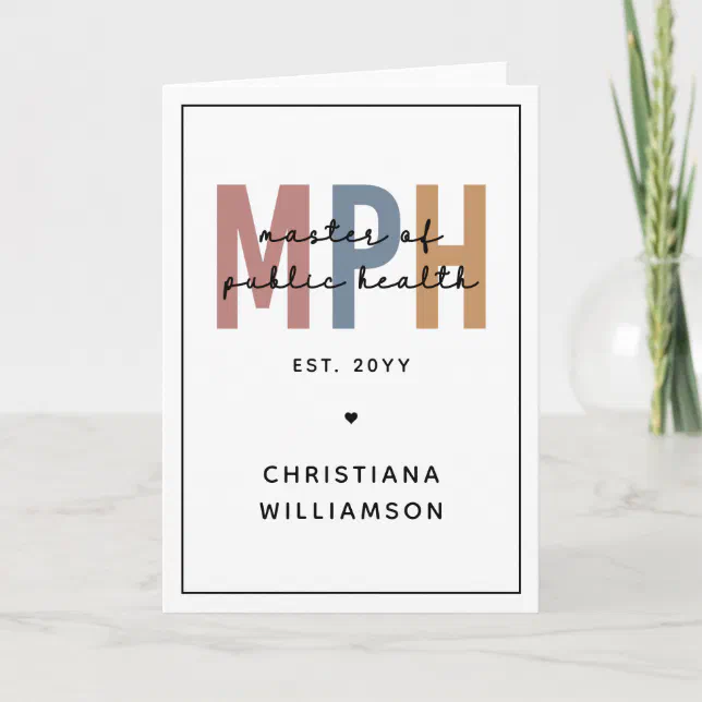 Custom MPH Master of Public Health Graduation Card | Zazzle