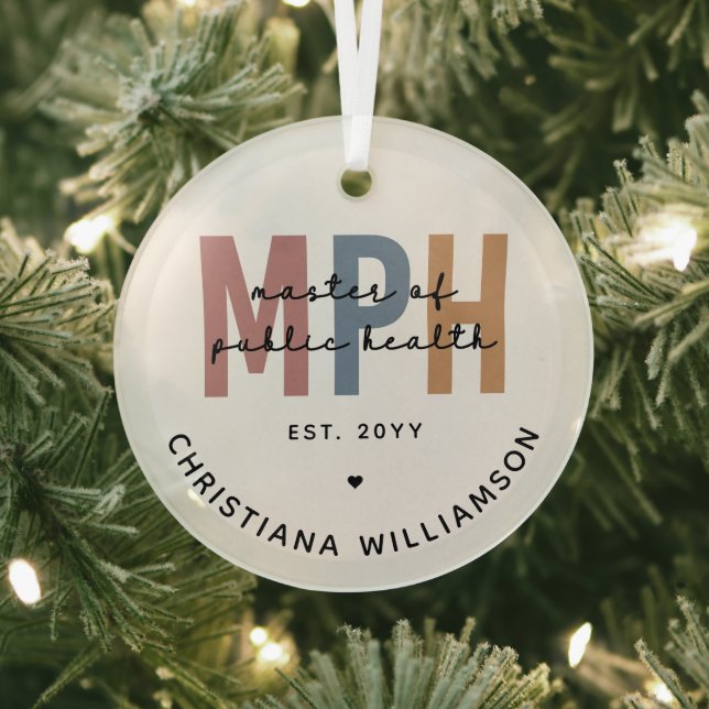 Custom MPH Master of Public Health Graduation Glass Ornament (Insitu)