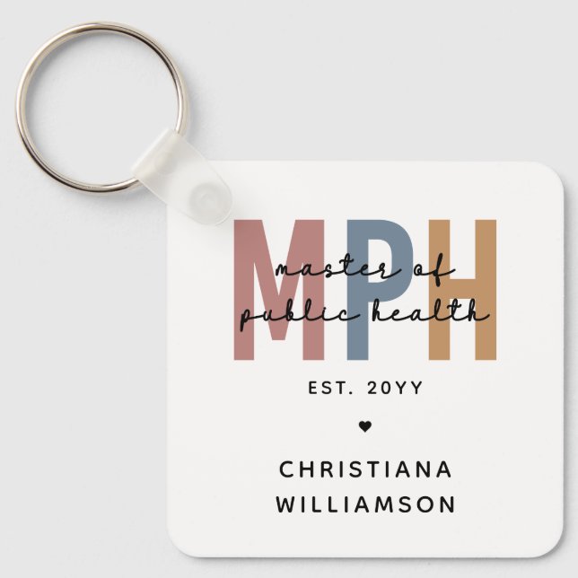 Custom MPH Master of Public Health Graduation Keychain (Front)