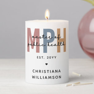 Custom MPH Master of Public Health Graduation Pillar Candle