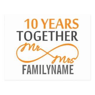 Custom Mr and Mrs 10th Anniversary Postcard