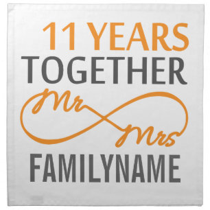 Custom Mr and Mrs 11th Anniversary Napkin