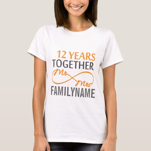 Custom Mr and Mrs 12th Anniversary T-Shirt (Front)