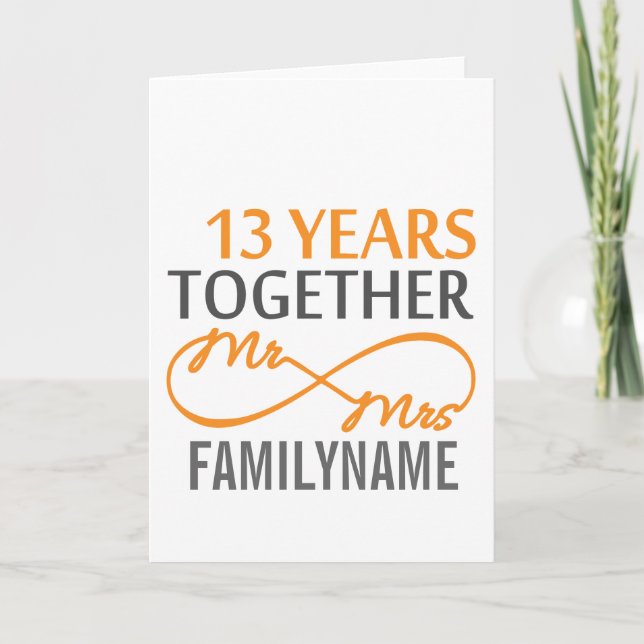 Custom Mr and Mrs 13th Anniversary Card (Front)