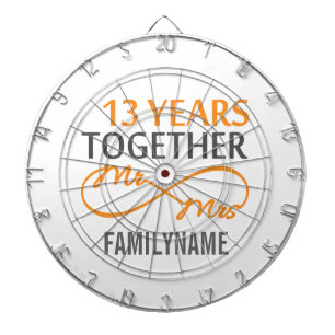 Custom Mr and Mrs 13th Anniversary Dartboard With Darts