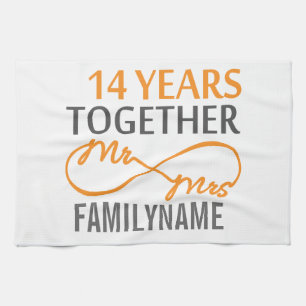 Custom Mr and Mrs 14th Anniversary Towel