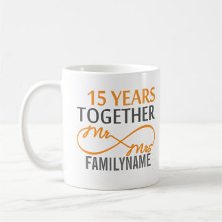 Custom Mr and Mrs 15th Anniversary Coffee Mug