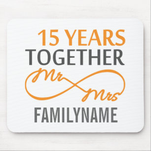 Custom Mr and Mrs 15th Anniversary Mouse Pad