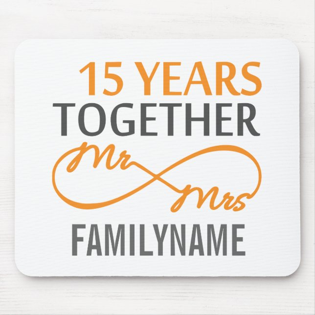 Custom Mr and Mrs 15th Anniversary Mouse Pad (Front)