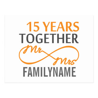 Custom Mr and Mrs 15th Anniversary Postcard