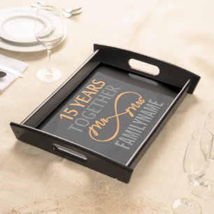 Custom Mr and Mrs 15th Anniversary Serving Tray