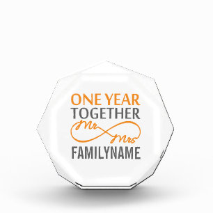 Custom Mr and Mrs 1st Anniversary Acrylic Award