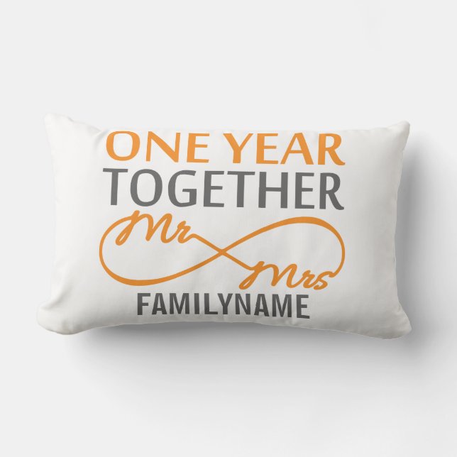 Custom Mr and Mrs 1st Anniversary Lumbar Pillow (Front)