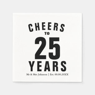Custom Mr and Mrs 25th wedding anniversary party Napkins