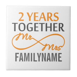 Custom Mr and Mrs 2nd Anniversary Ceramic Tile