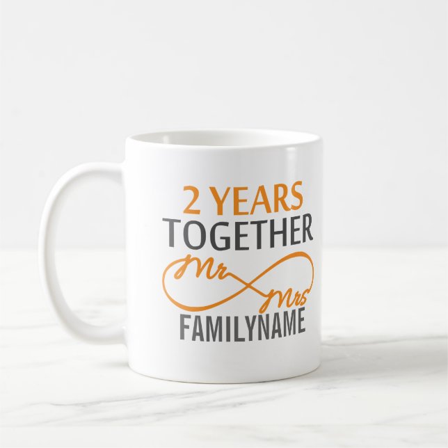 Custom Mr and Mrs 2nd Anniversary Coffee Mug (Left)