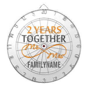 Custom Mr and Mrs 2nd Anniversary Dartboard With Darts